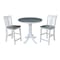International Concepts Round 36 in Rd Ped Gathering Ht Table, 2 San Remo Stools, White/Heather Gray, 36 in W, 36 in L, Wood K05-36RT-6B-S102-2 - alternate 1